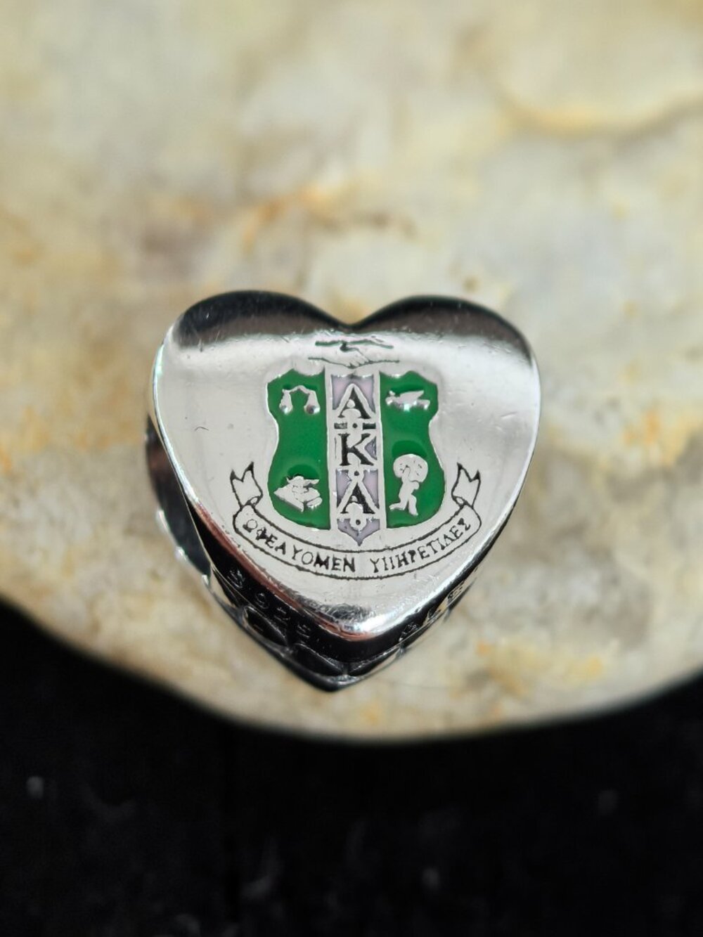 Pandora Alpha Kappa Alpha Flag Heart Bead Charm, S925 Silver Jewelry (Women's)